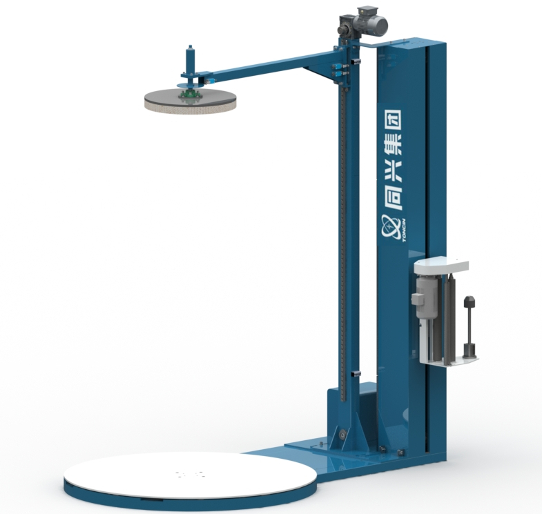 Stretch pallet wrapper packing machine wth top platen